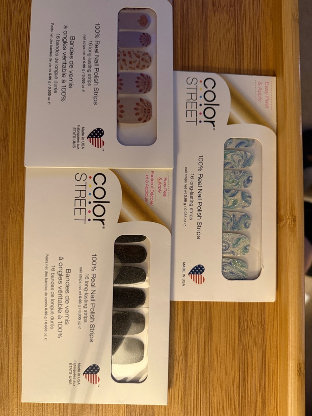 Color Street Nail Polish Strips - Black, Purple, Blue, Teal & Gold Accents